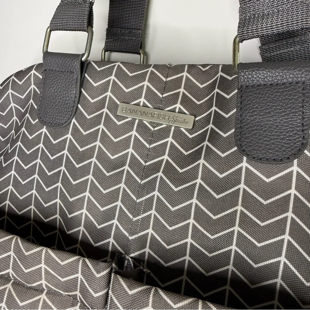 Banana Fish Stylish Gray Chevron Women's diaper Bag